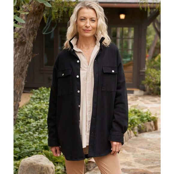 Frank & Eileen McLoughlin Utility Jacket Italian Dream Denim In Black Size Small - Picture 1 of 15